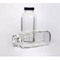 Wholesale Empty French Square 2oz 4oz 8oz Glass Beverage Juice Bottle with Screw Cap